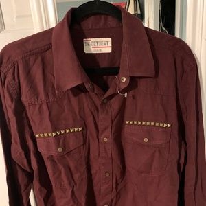 No Retreat, Western Snap down, Burgundy, size XL